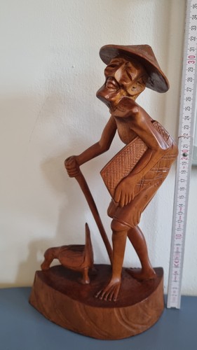 Holzfigur bauer mit ente - holzfigur,,