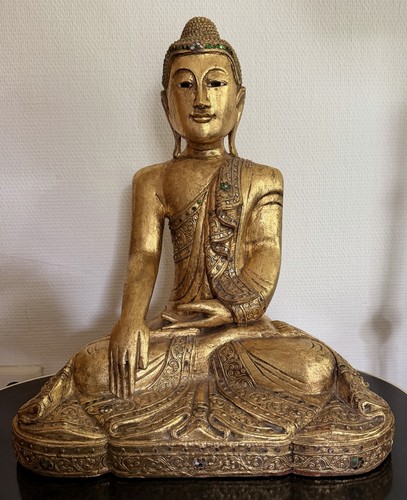 Großer buddha holz blattgold - großer, holz,