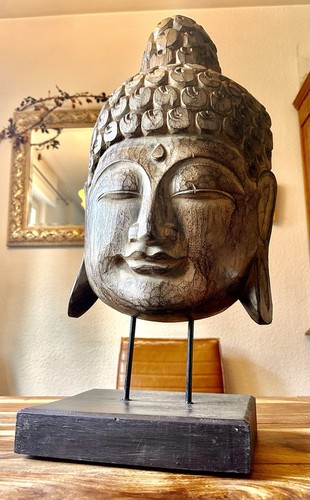 Großer buddha kopf holz - buddha,