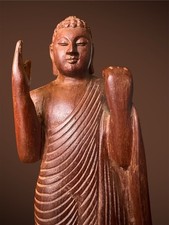 Stehender Buddha Holz Figur